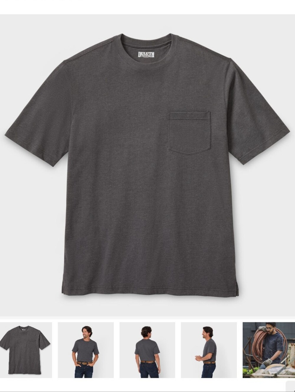 Duluth Trading Co Longtail T Standard Fit Short Sleeve Pocket Crew- L